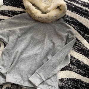 aerie faux fur hoode sweatshirt
